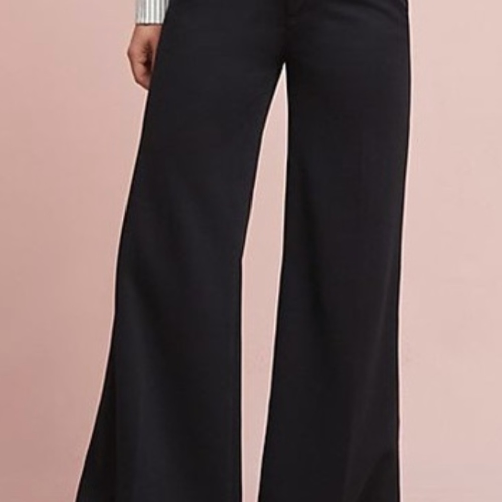 Anthropologie Knit Wide Leg Black Pant